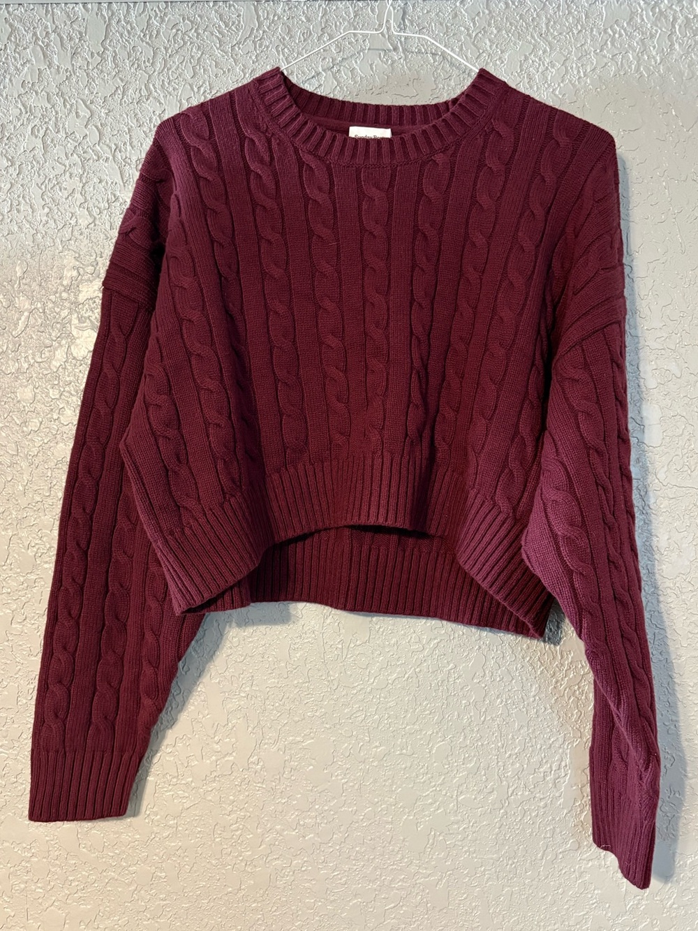 Aritzia Sunday Best Maroon Cropped “Peggy” Sweater